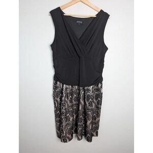 En Focus Women Dress Womens 6‎ Black Fit & Flare Wrap Lace Layered Ruched